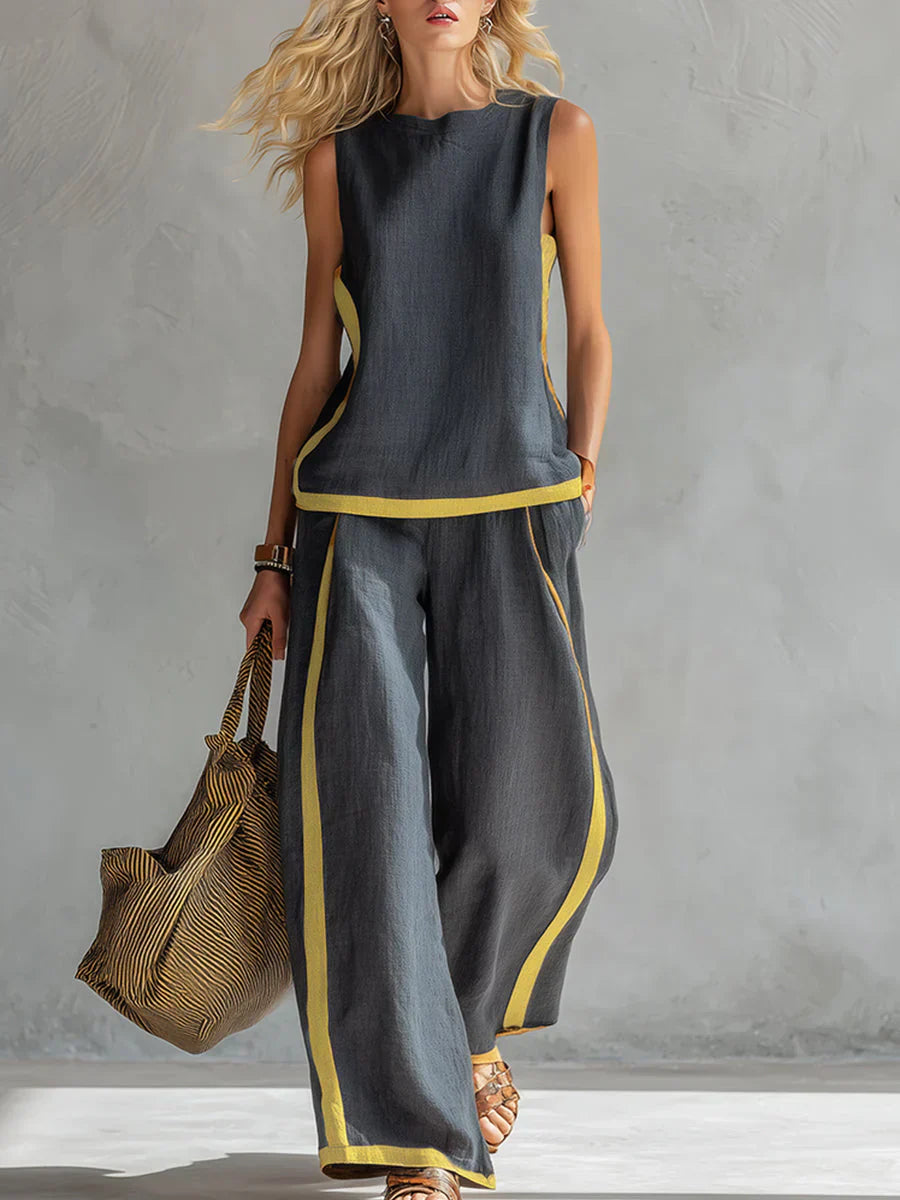 Ursula – Conjunto chaleco y pantalón chic-casual bicolor