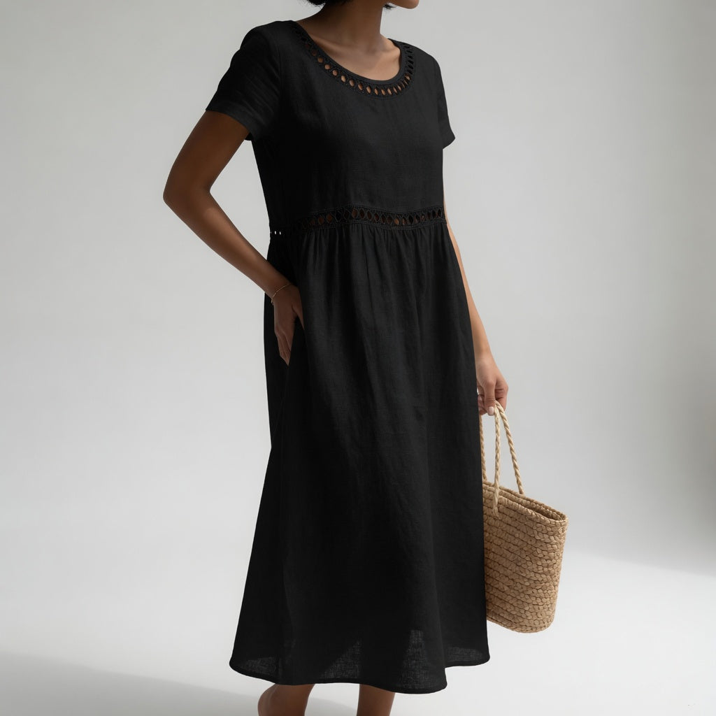 Perpetua | Vestido Bordado de Lino para Mujer