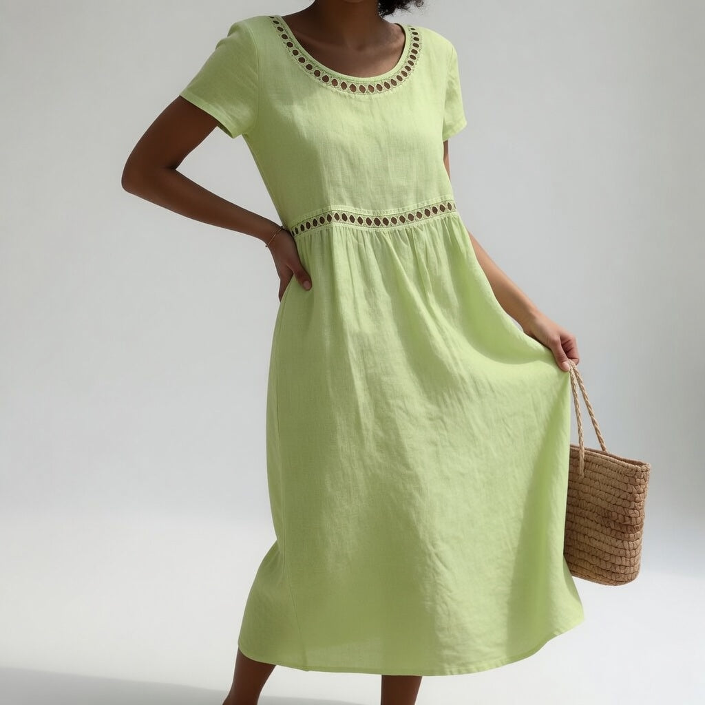 Flaminia | Vestido Bordado de Lino — Fresco y Femenino
