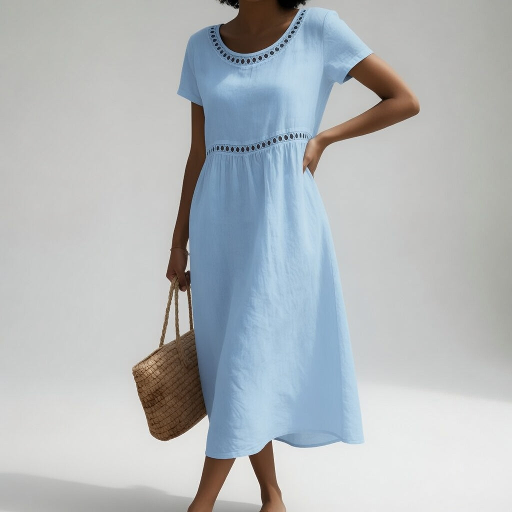 Gilda | Vestido Bordado de Lino para Mujer