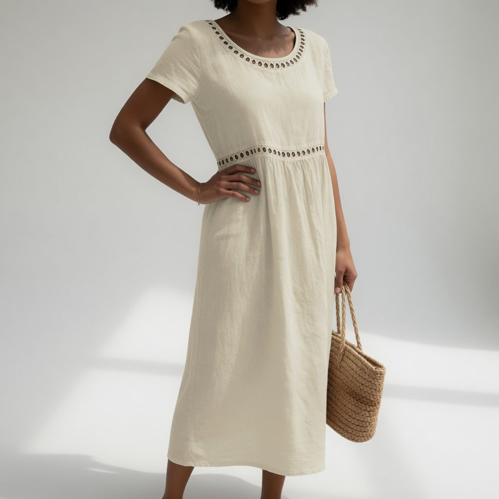Lucrezia | Vestido Bordado de Lino para Mujer
