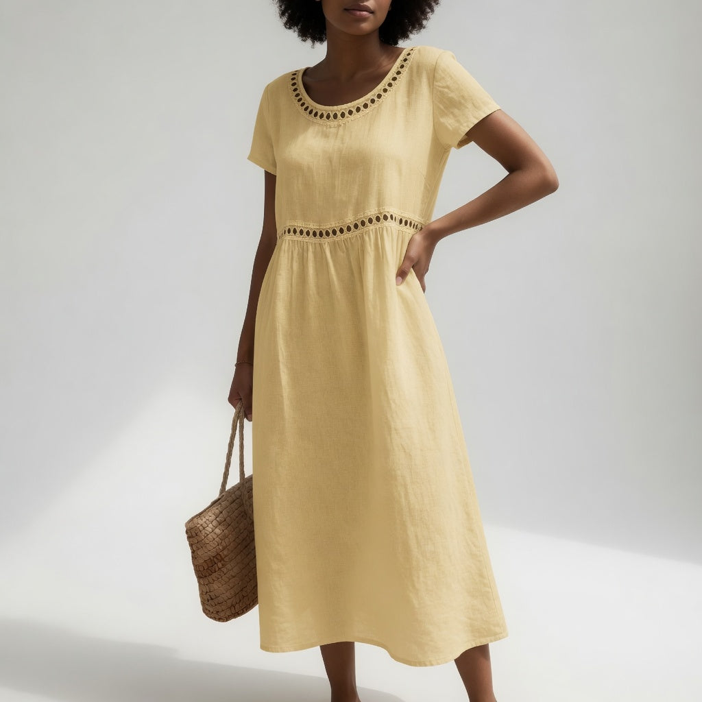Domenica | Vestido Bordado de Lino para Mujer
