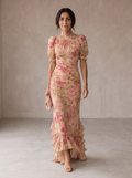 Rosario | Vestido Largo Floral en Gasa